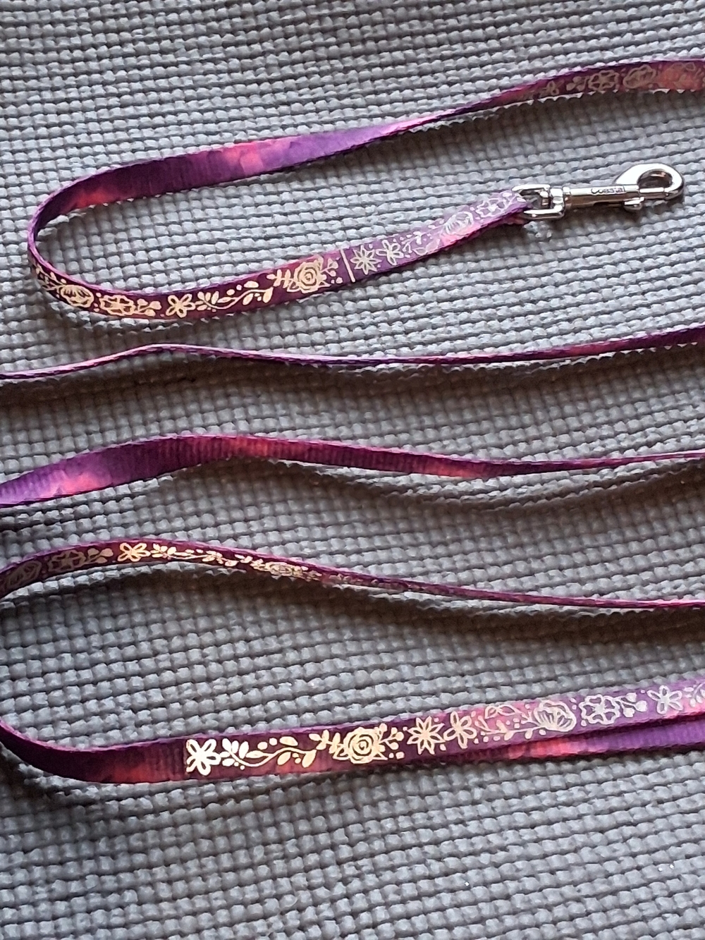 Purple Floral Reflecting Dog Leash with  Accents.